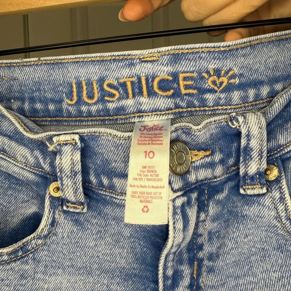 Justice Girls Light‎ Wash Distressed Flare Jeans Size 10